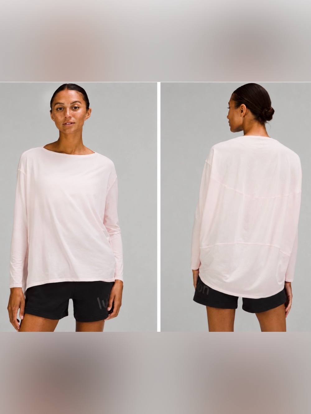 Lululemon Back in Action Relaxed Fit Long Sleeve Pima Cotton Shirt Pink Sz 4